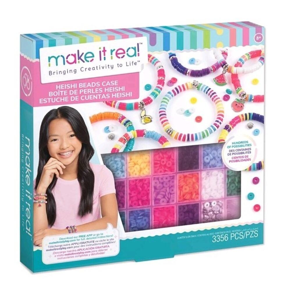 Make It Real Bracelet Kit With Heishi Beads & Charms 3336 PCS Ages 8+ NEW